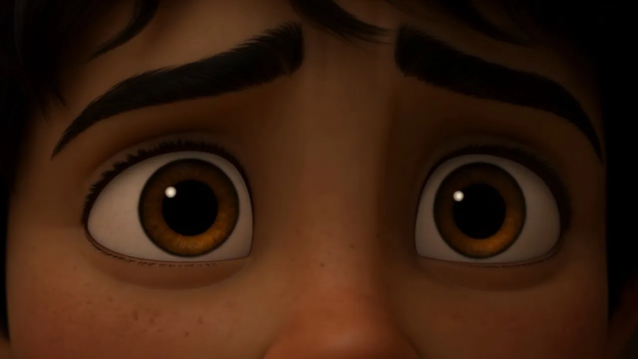 A boy's eyes, very wide