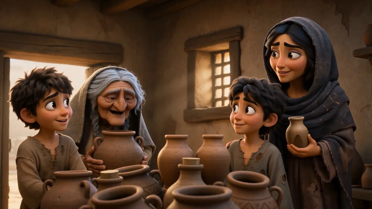 Neighbours filling the family's arms with jars