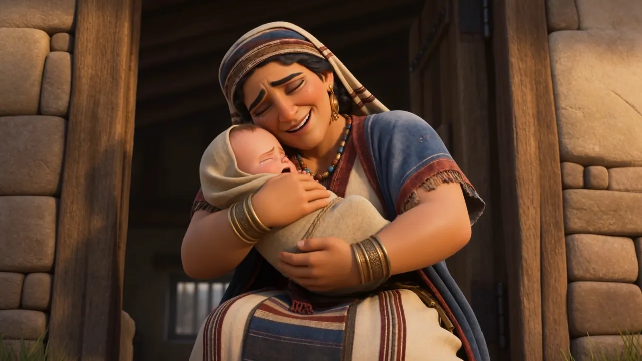 She is crying and laughing at the same time