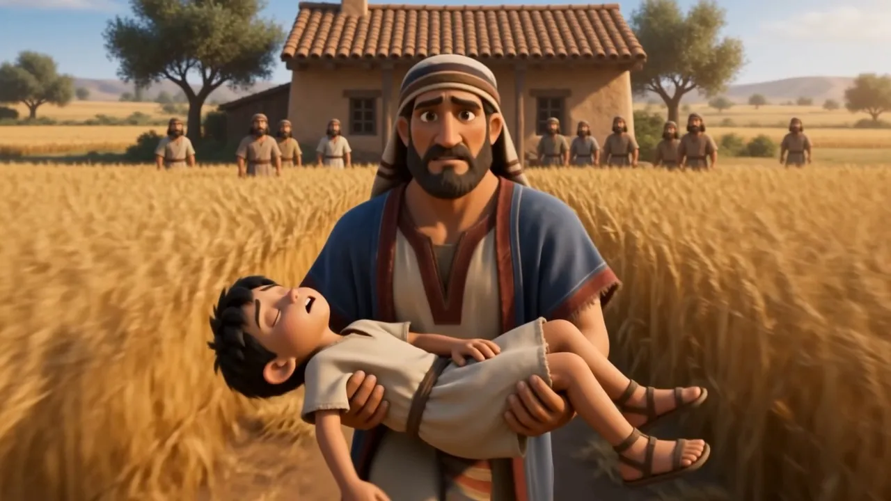 A servant carries him back along the path