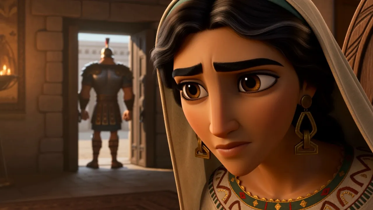 He stands in the doorway in full armour