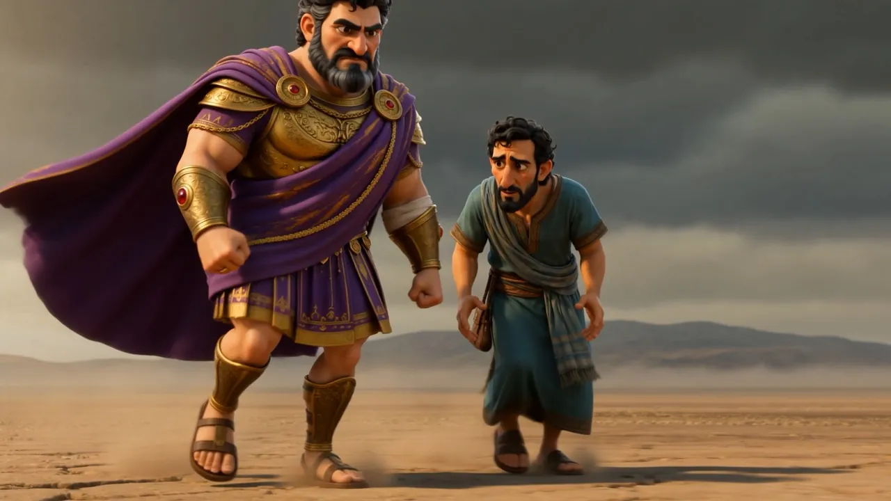 A servant jogging to keep up with him