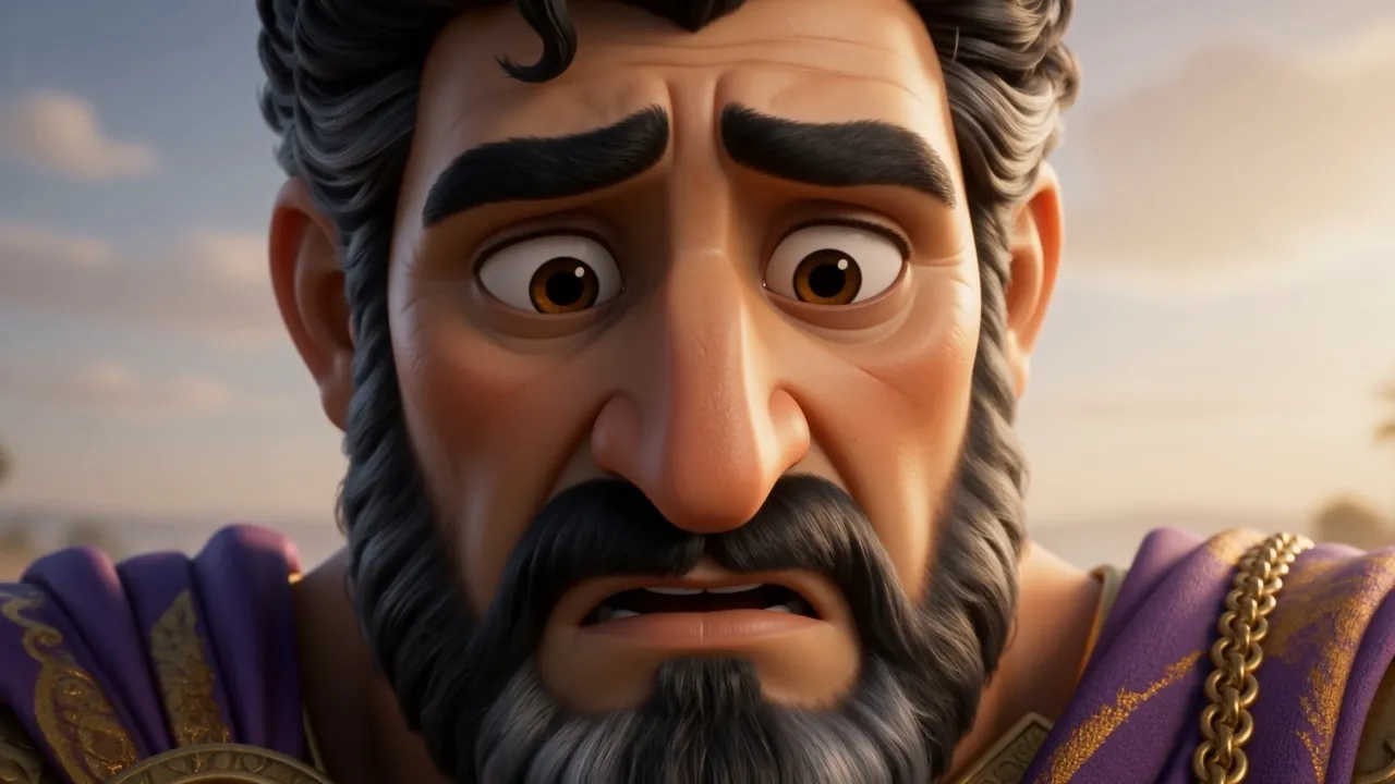 His face, close