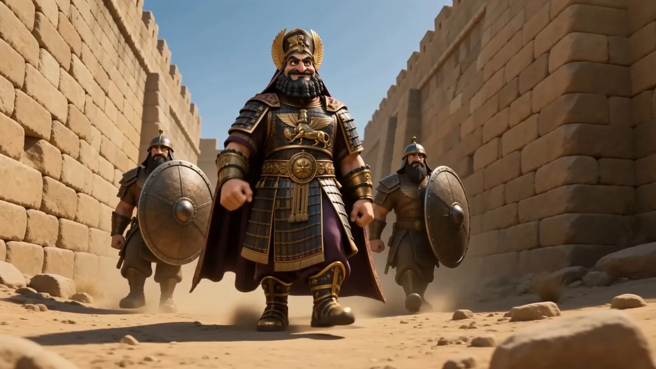 A herald strides out from the ranks toward the wall