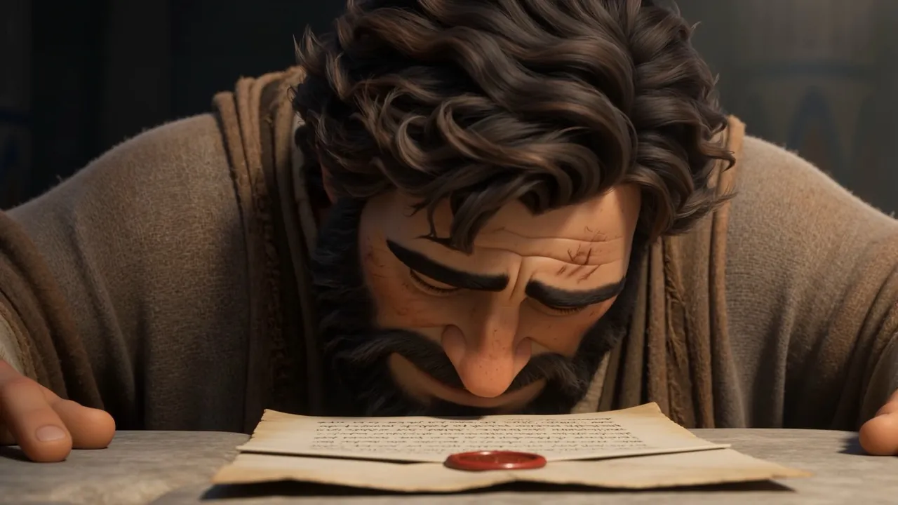 The king still face-down over the letter