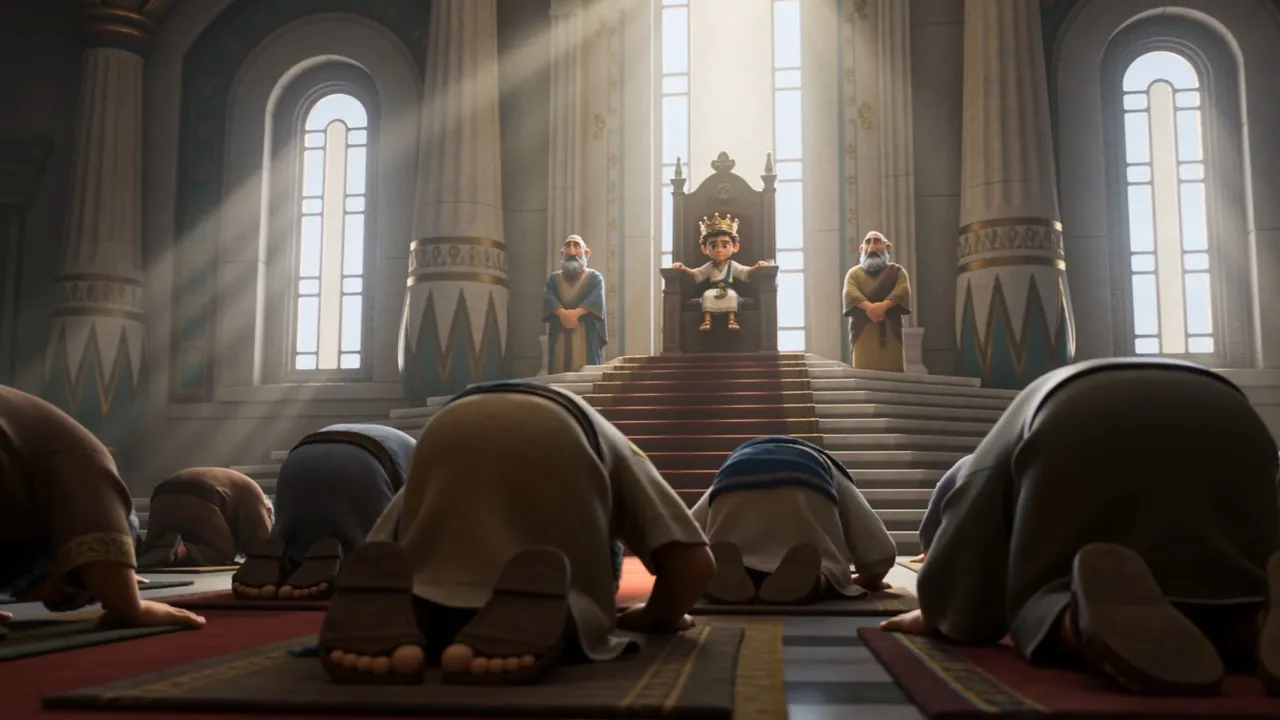 Rows of grown men prostrate on the floor