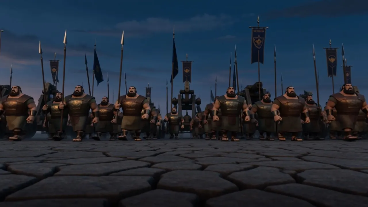 Rank on rank of armoured infantry, unmoving