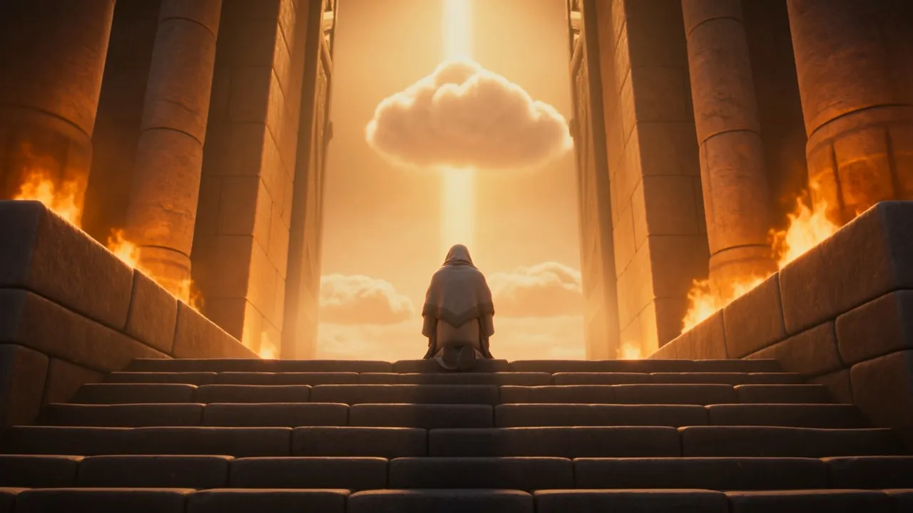 The cloud, glowing, where the glory used to stand