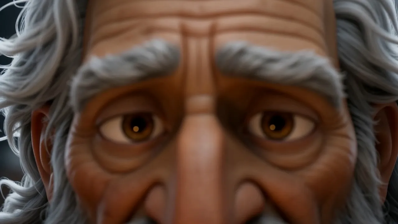 His eyes, close