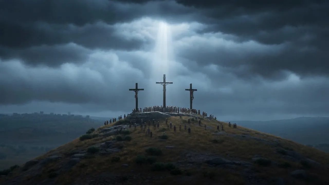 Three crosses, one beam, and a whole city not looking