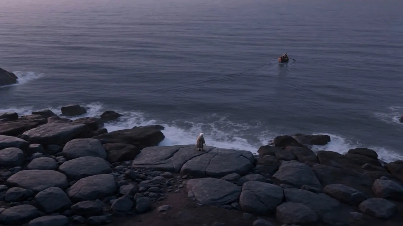 The boat pulling away without him