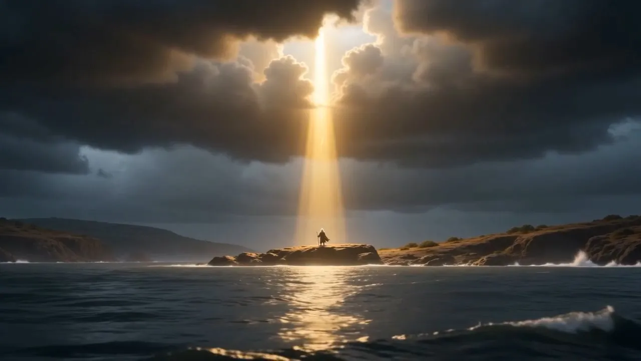 The beam, from far out at sea