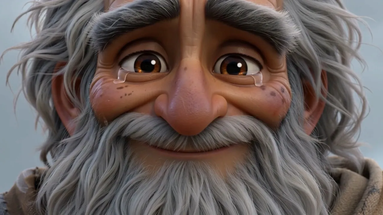 Joy first — the beard creasing, the eyes lighting