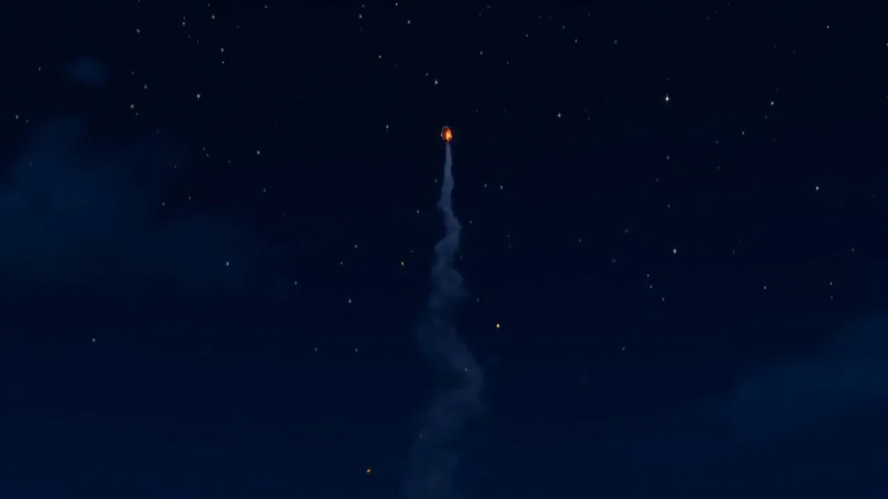 Sparks drift up and become indistinguishable from the stars