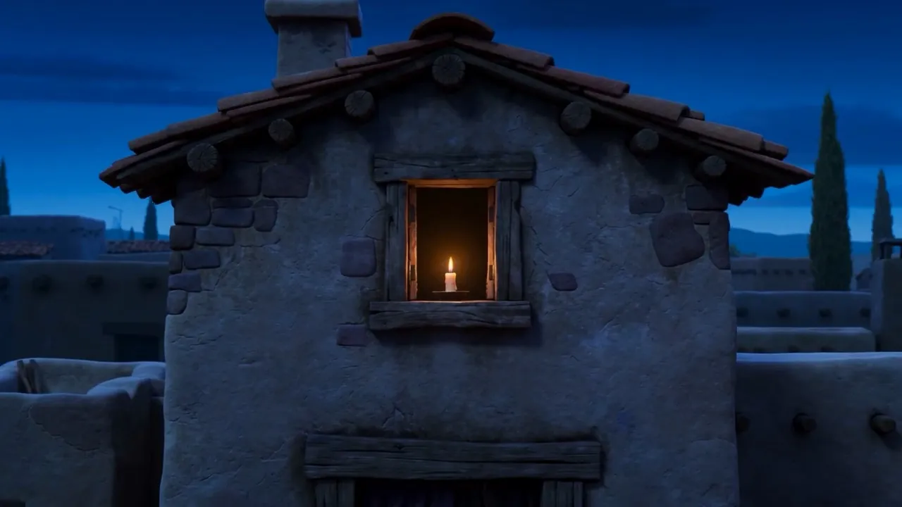 The falling dark leans on it from every side. The little flame does not flicker