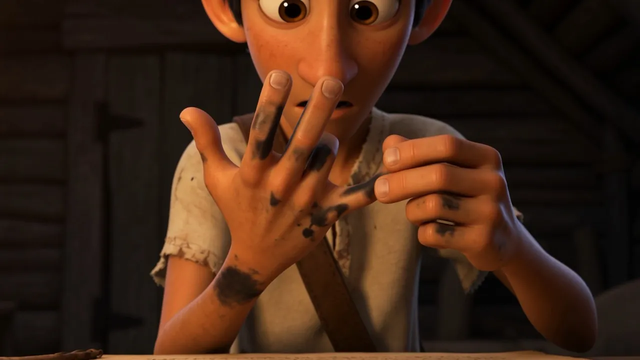 The writing hand, cramped rigid, unbent one finger at a time