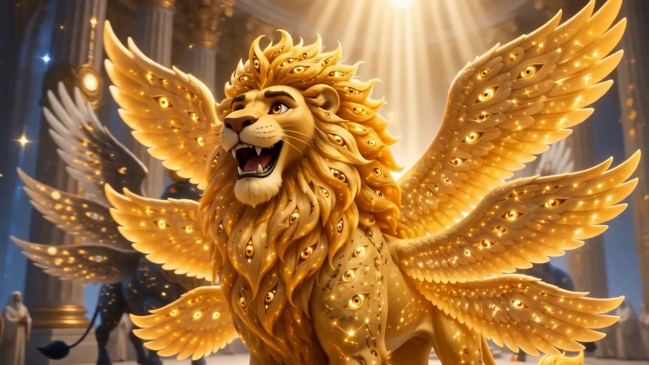 One like a golden lion, mane of solar flame