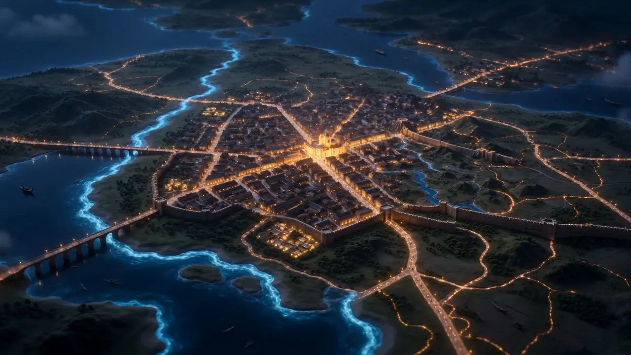 Tiny cities kindle their lamps, one cluster at a time