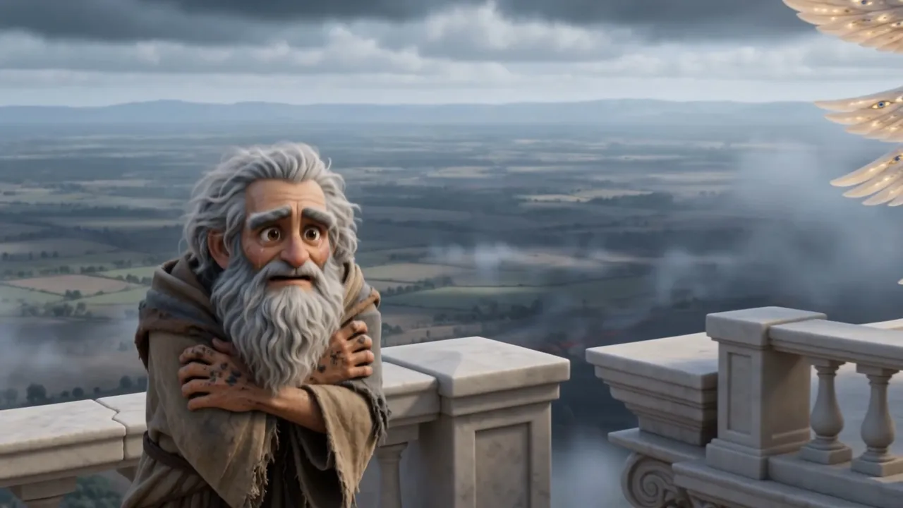 John folds his arms tight: an old man who has known hungry winters