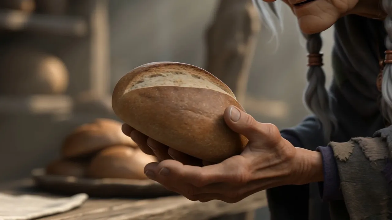 The loaf comes over the counter and is taken in both hands, the way you take something newborn
