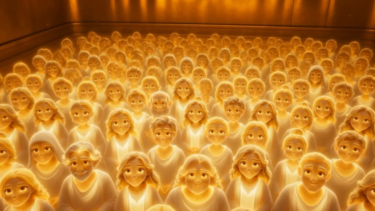 And there they are. Person-shaped lights the colour of candle-flame