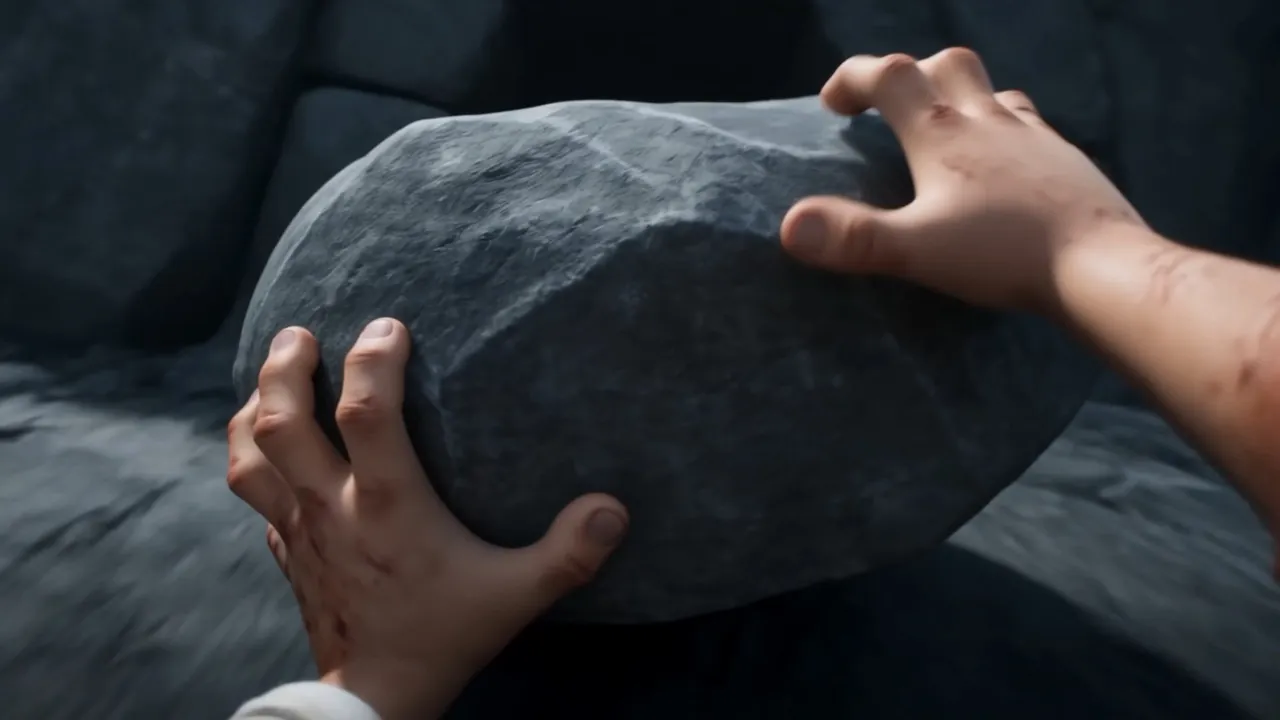 And hands haul stones over the openings, shutting out the light