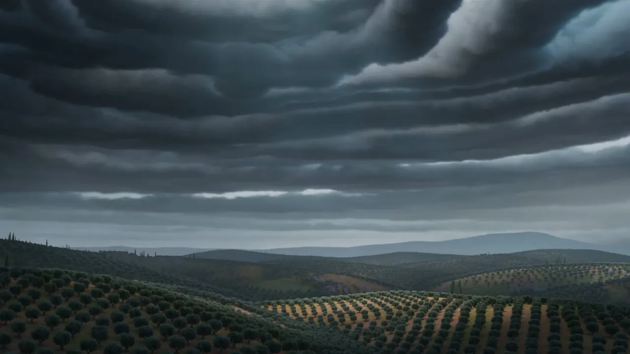 And directly underneath all that strain: an olive grove