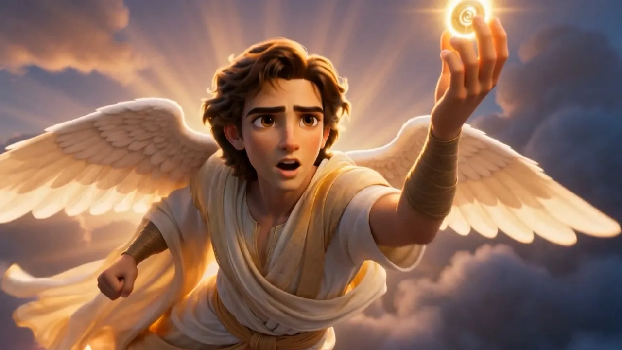 He pulls up over the world, sees the four leashed storms, and shouts one word