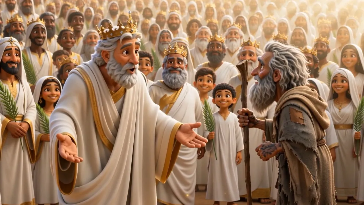 At his shoulder, with the timing of grandfathers everywhere: the kindest of the elders