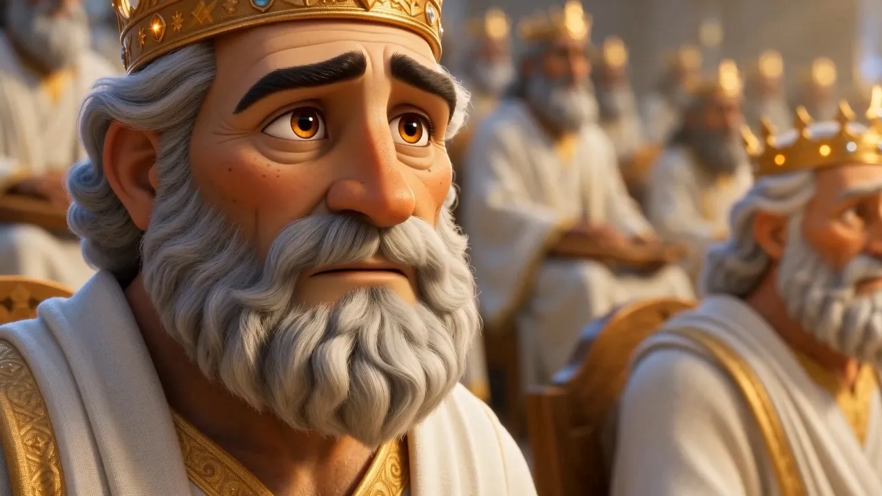 One old king stops halfway through the motion, and simply holds it