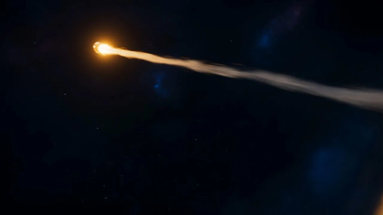 It goes over the rim — a comet of altar-fire trailing prayer-smoke