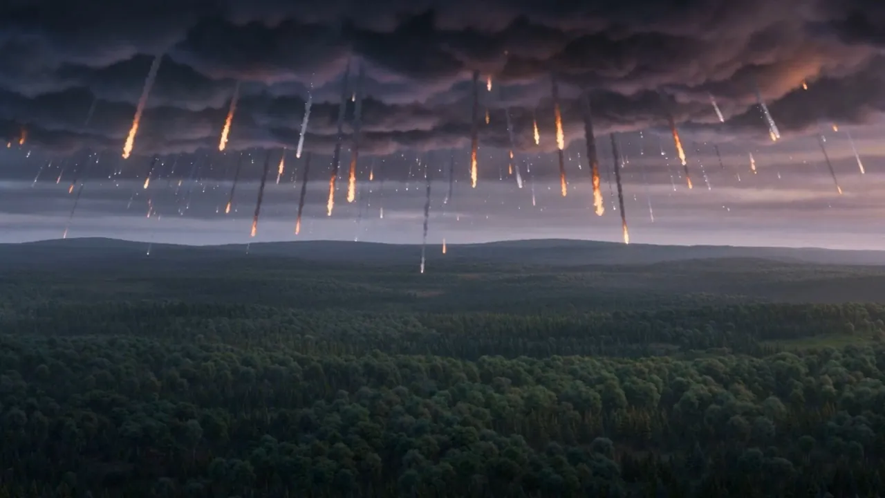 White stones and streaking embers, a storm at war with itself