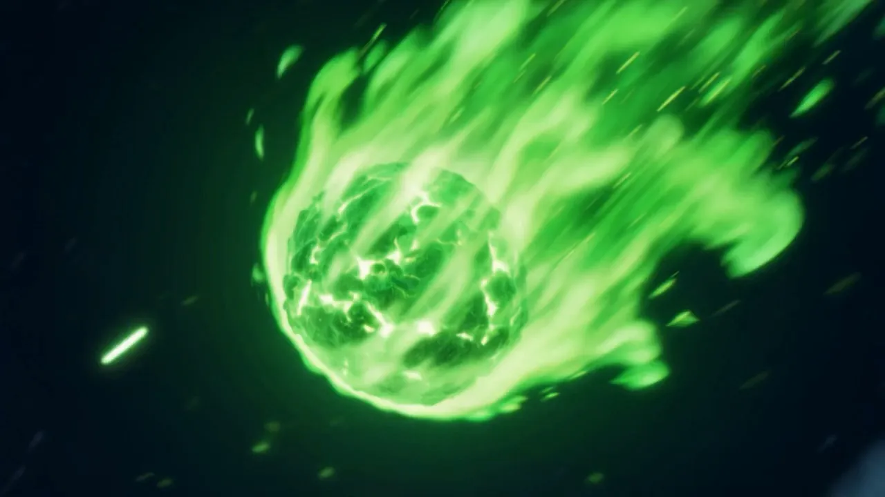 Falling in a long deliberate arc, blazing like a torch flung down a stairwell of sky