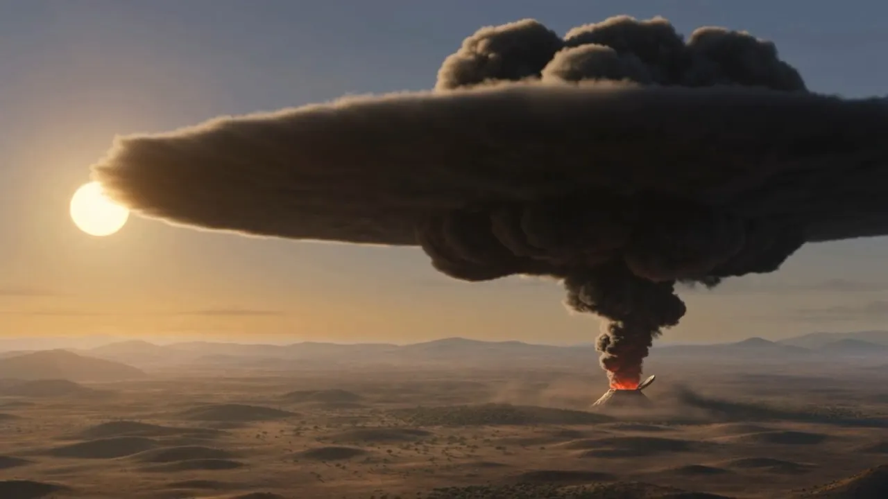Then the smoke — not rising. Erupting