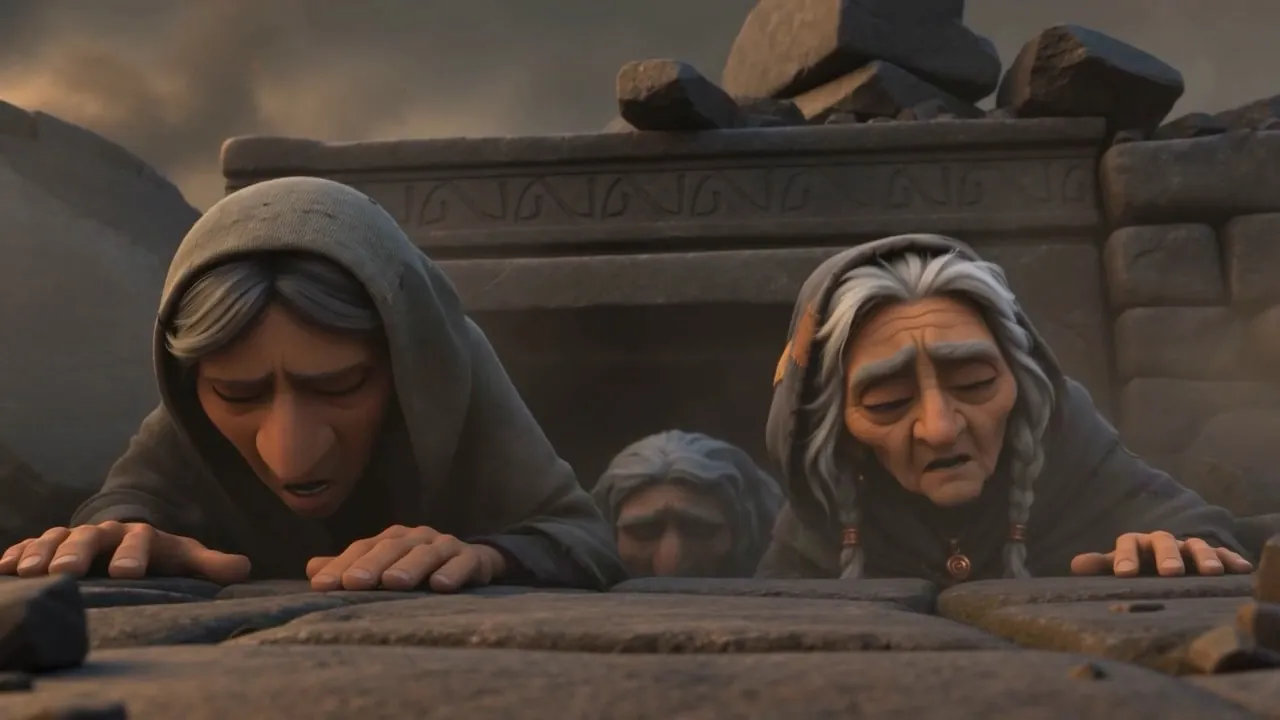 And the ones who lived through it climb out, grey with dust, coughing