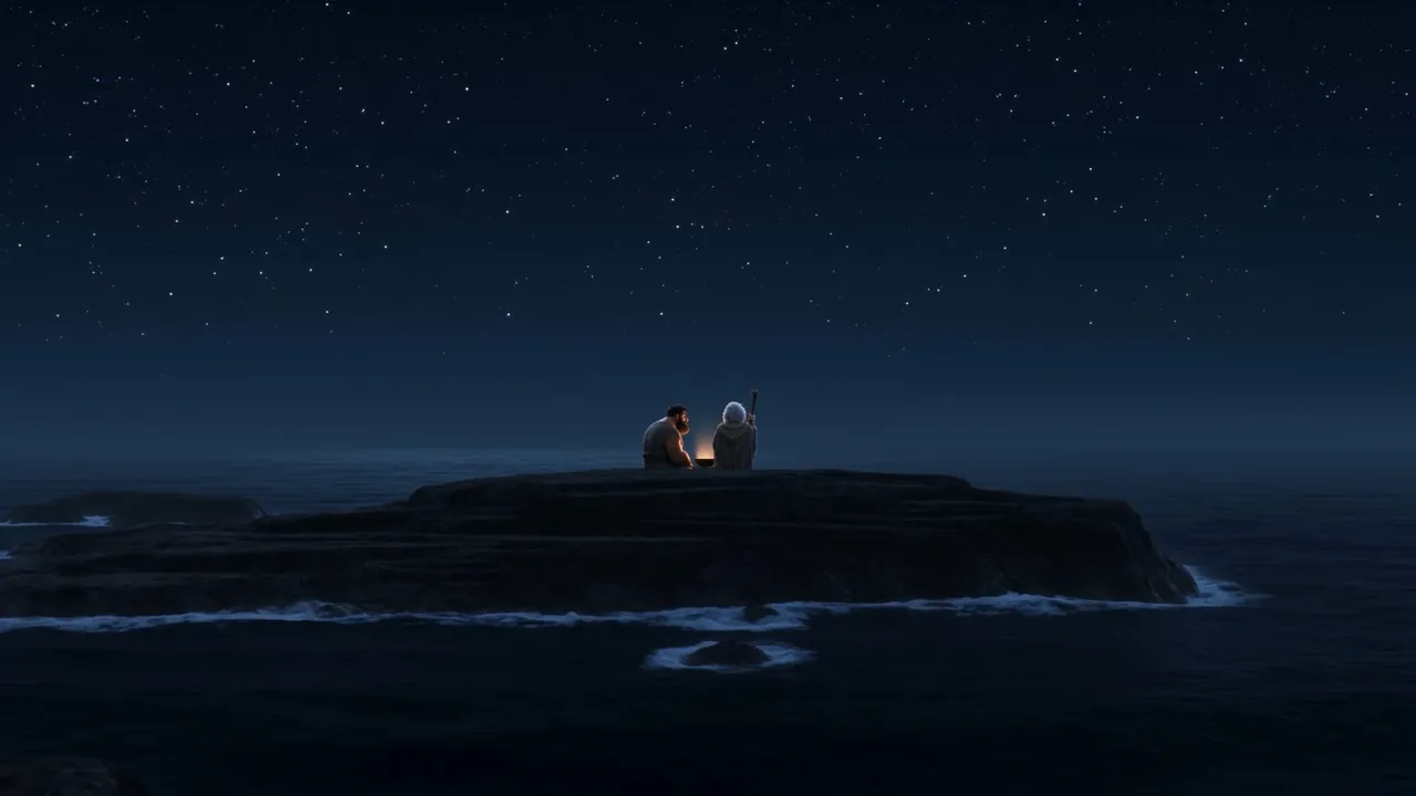 One rock, one bowl of light, and the whole sky over them