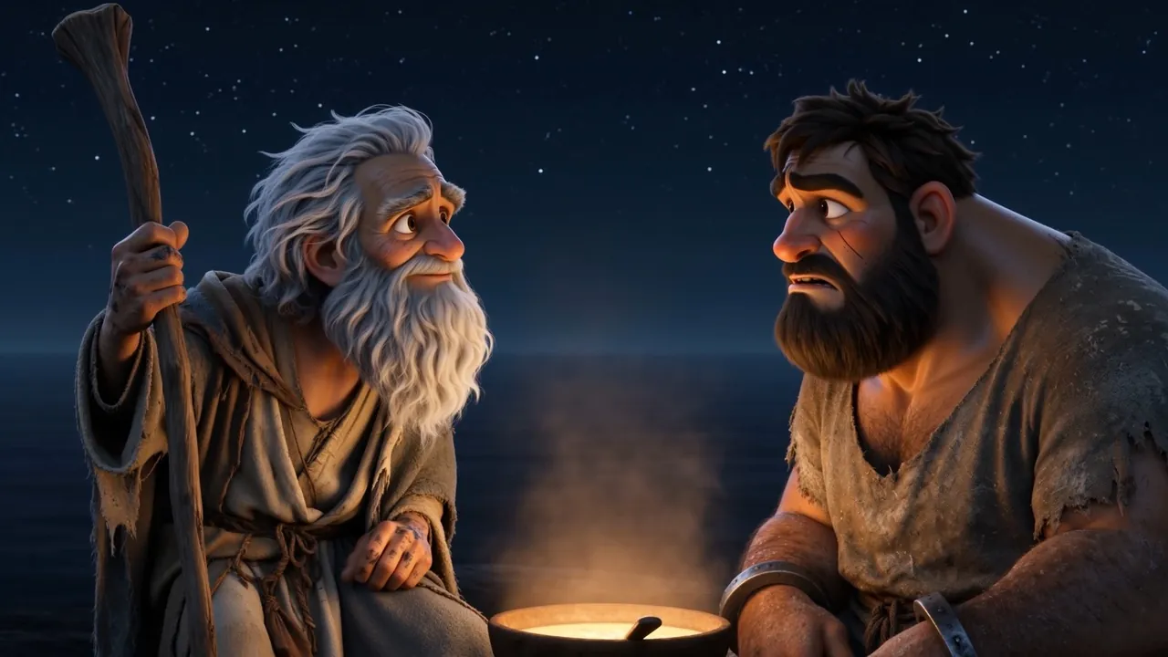 The same two men, the steam thinning between them