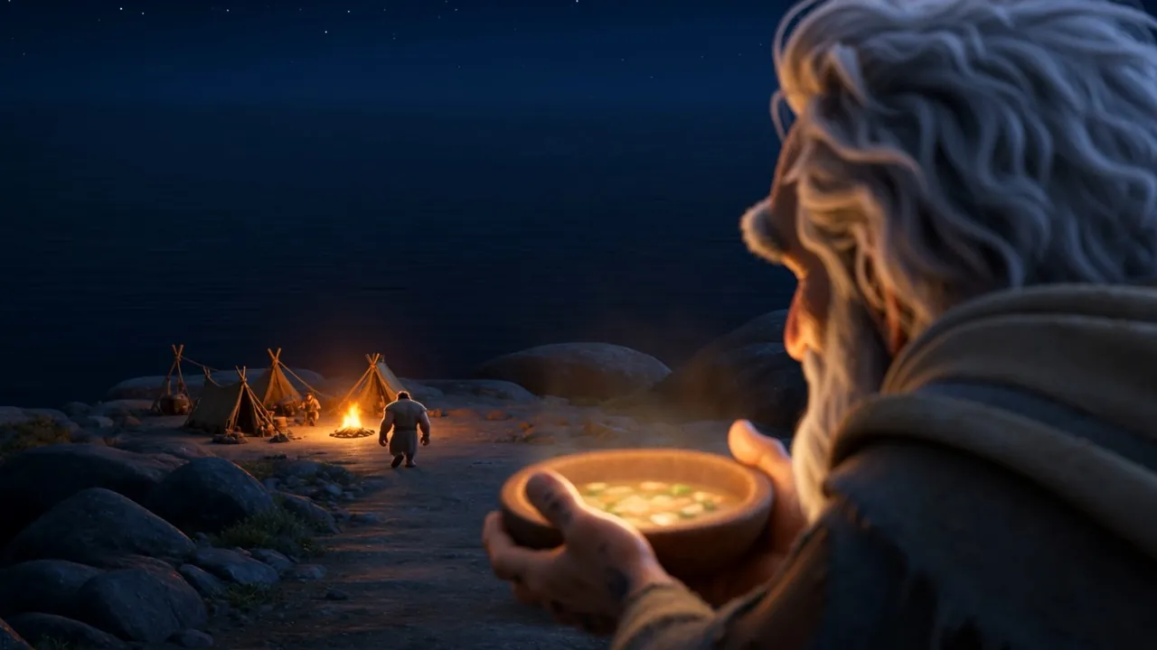 John follows him the whole way down with his eyes, the way shepherds watch