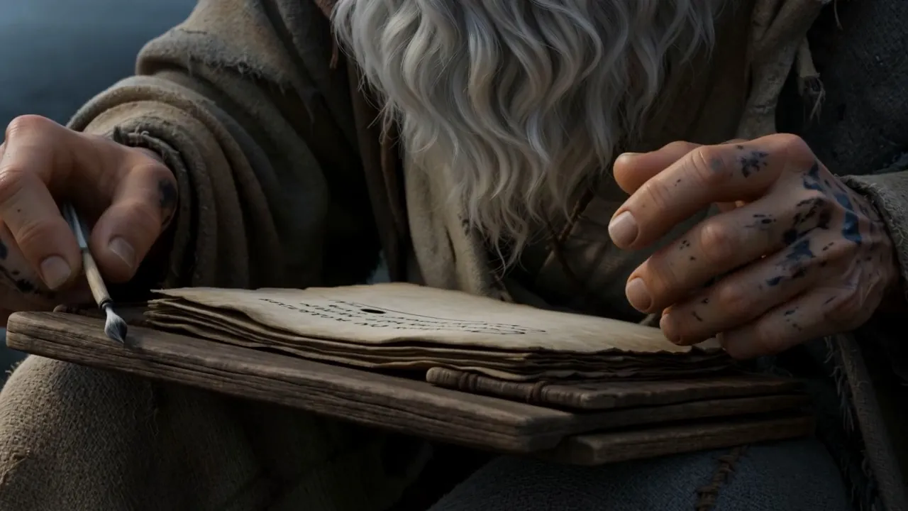The pen stops mid-letter. He rules one steady line under the unfinished sentence, and lays it down