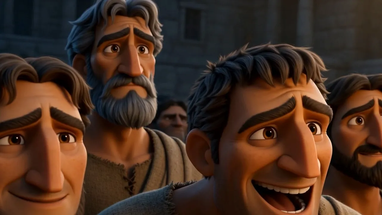 Some of the faces jeer. Even the jeering faces stay