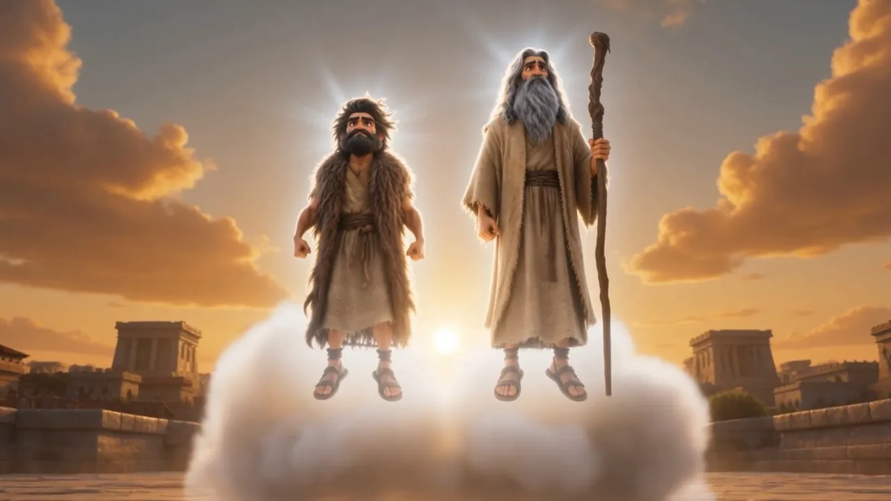 Their feet leave the stones together, and a cloud gathers under them like weather with a plan