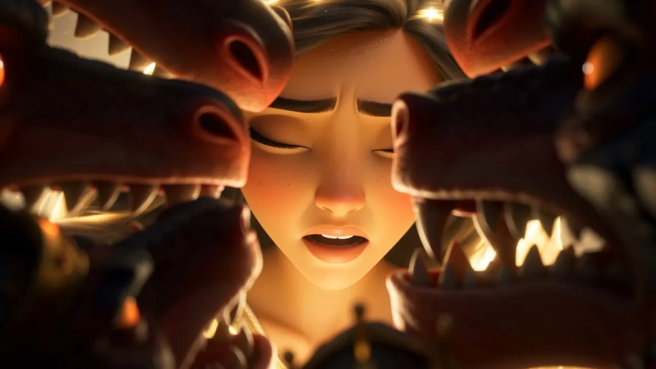 Her face between the jaws: the labour deepening, her breath bright in the cold