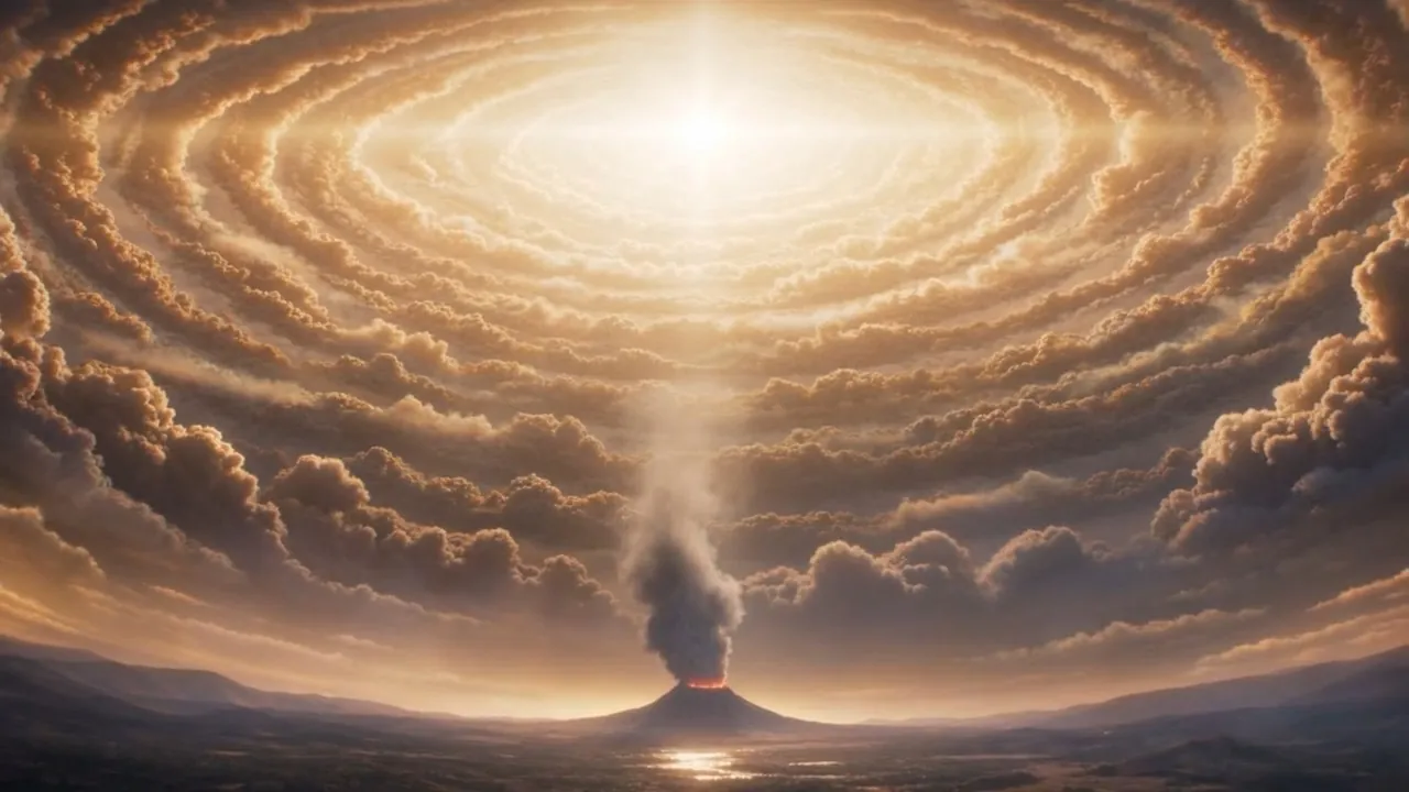 Then, at the very bottom of the frame: one thin grey thread of smoke, still rising