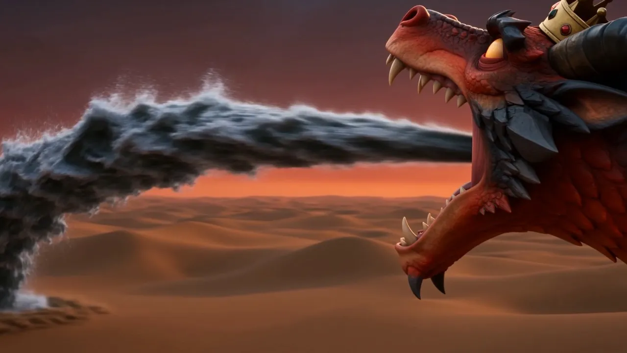 When he cannot catch her, he rears — and spews a river