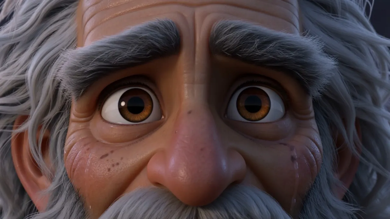 The vision fading off his face, and not all the way