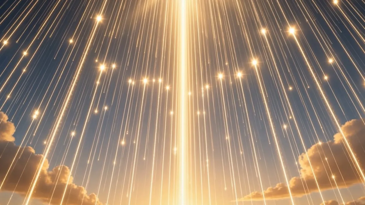 Thousands of thin gold strings of light, strung down the dawn, trembling