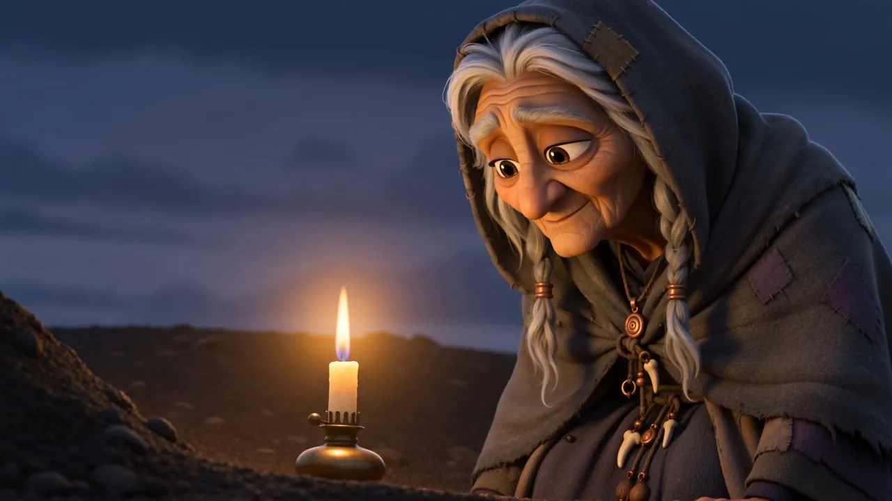 And beside her the little flame stands up taller, a finger's width of new height