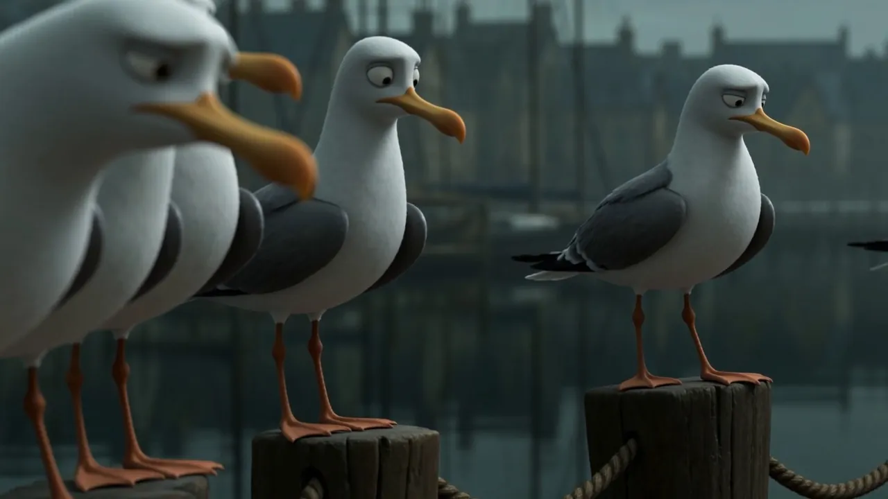A whole rail of them, standing. Not one of them calling