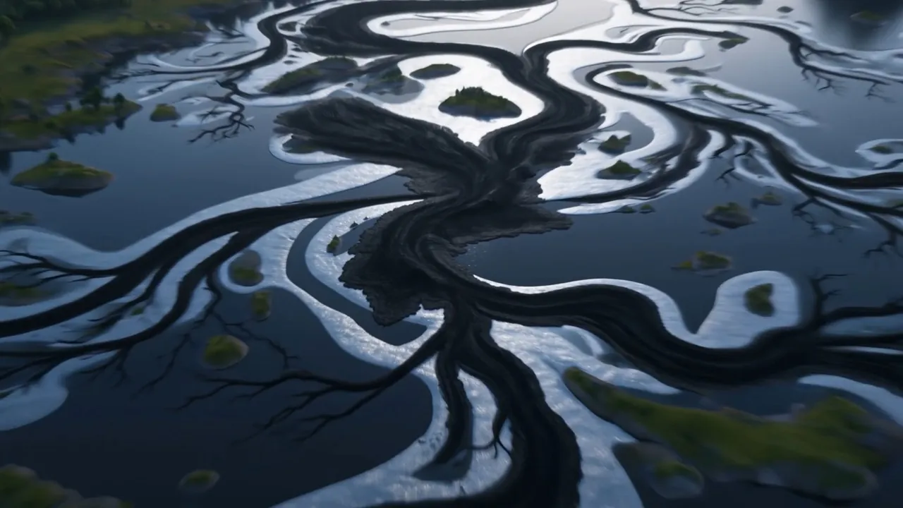 Tributary into tributary, until the braid of the delta is drawn in ink