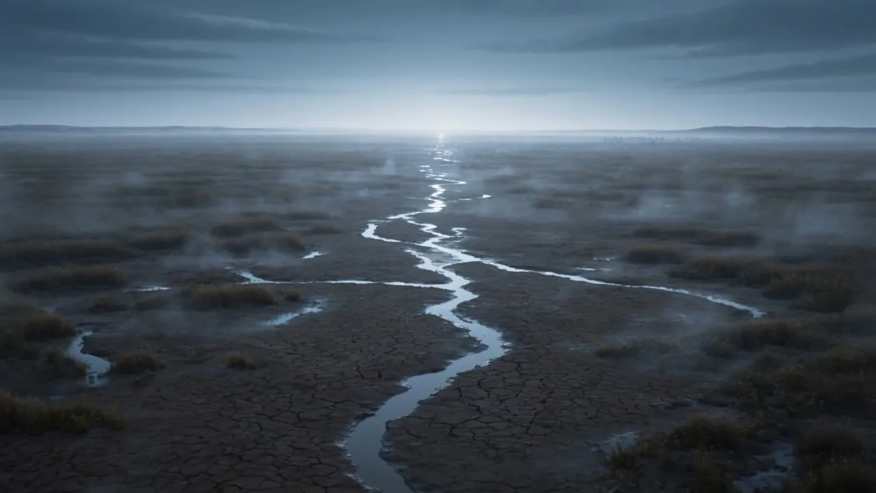 By dawn the bed runs open to the east, and the last threads of it catch the light